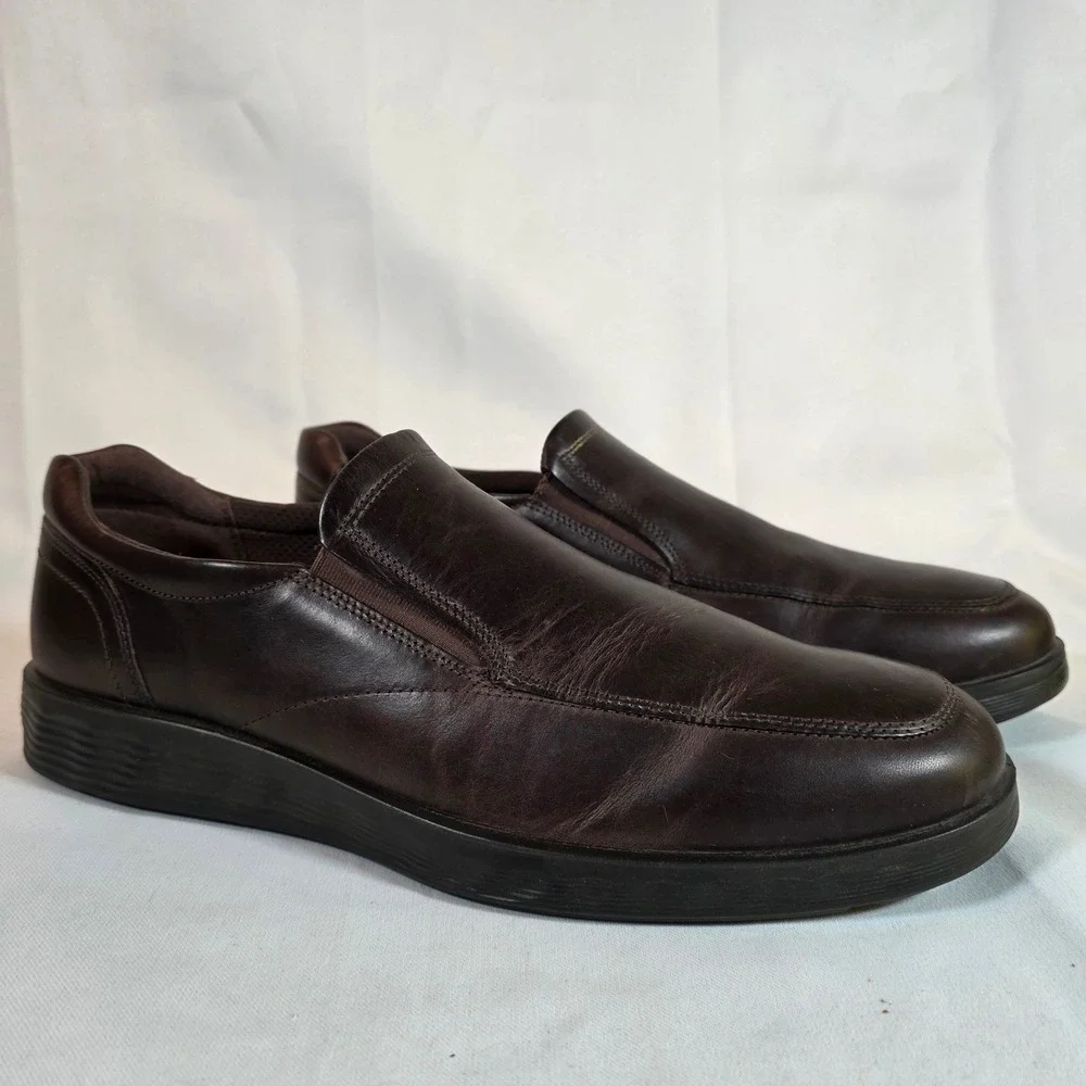 ECCO S-Lite Hybrid Mens 11-11.5 EU45 Dark Brown Leather Slip On Loafers Comfort